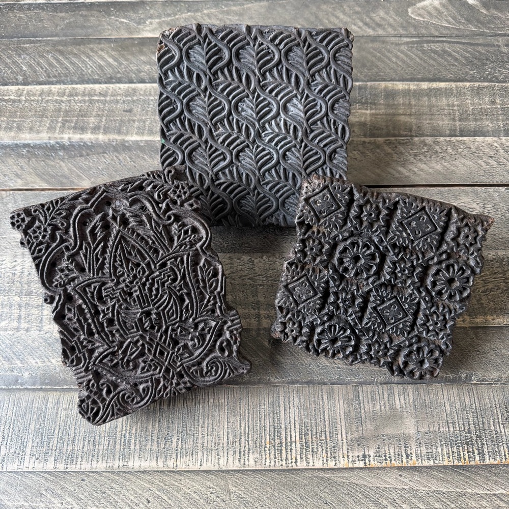 Antique Hand Carved Wooden Printing Blocks - Picture 7 of 14
